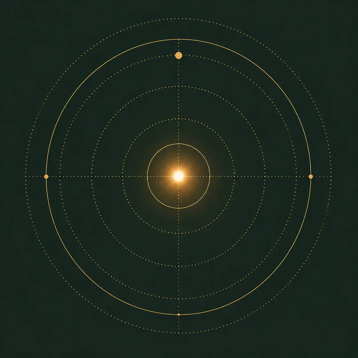 Univers en éveil représenté par une orbite dorée lumineuse